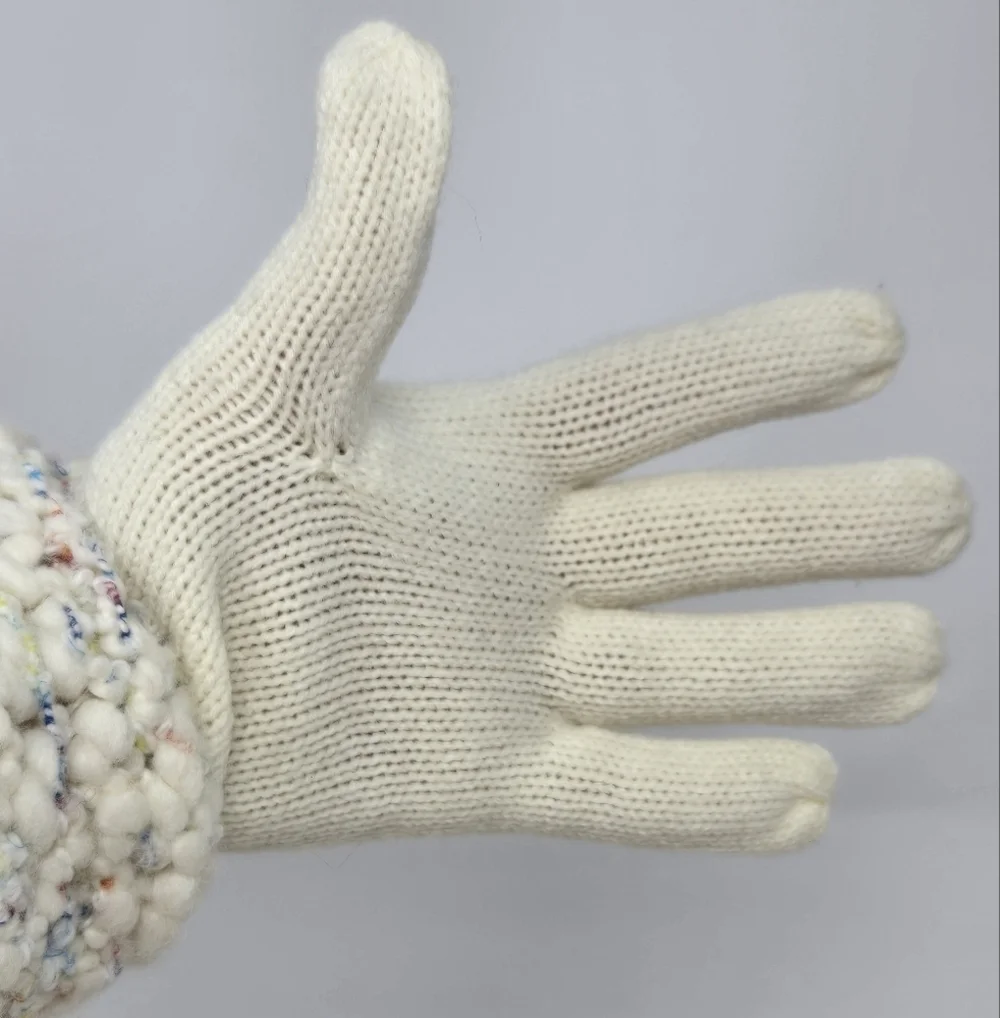 VINTAGE LIZ CLAIBORNE CREAM WOOL BLEND GLOVES BOULCE CONFETTI CUFFS WOMEN OS